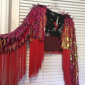 Rave Costume SET 3 Piece Fringe Jacket bodysuit